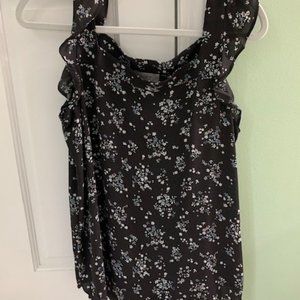 LOFT Sleeveless Flutter Detail Floral Blouse